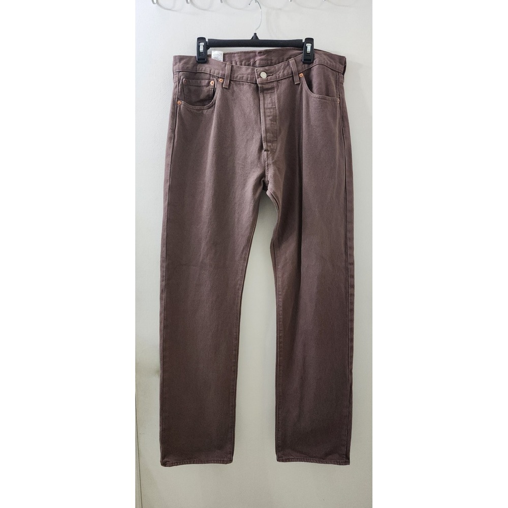 Levis 501 Mens Original Fit Button Fly Brown Denim Jeans W36 L34